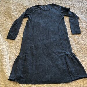 Eileen Fisher Charcoal Gray Long Sleeve Knit Sweater Dress